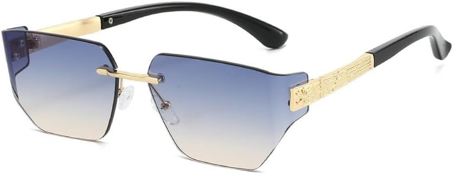 

Женские солнцезащитные очки Y2K без оправы с градиентным переходом цвета, ретро-металлическая оправа, оригинальный дизайн, мужские солнцезащитные очки UV400 KTUCN, Golden Blue Yellow