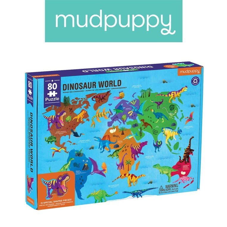 

Mudpuppy, пазл «Мир динозавров» с элементами в форме динозавров, 80 шт.