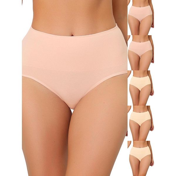 

6 пар женского белья с высокой талией для контроля живота, дышащие трусики Inspire Chic, Beige Pink