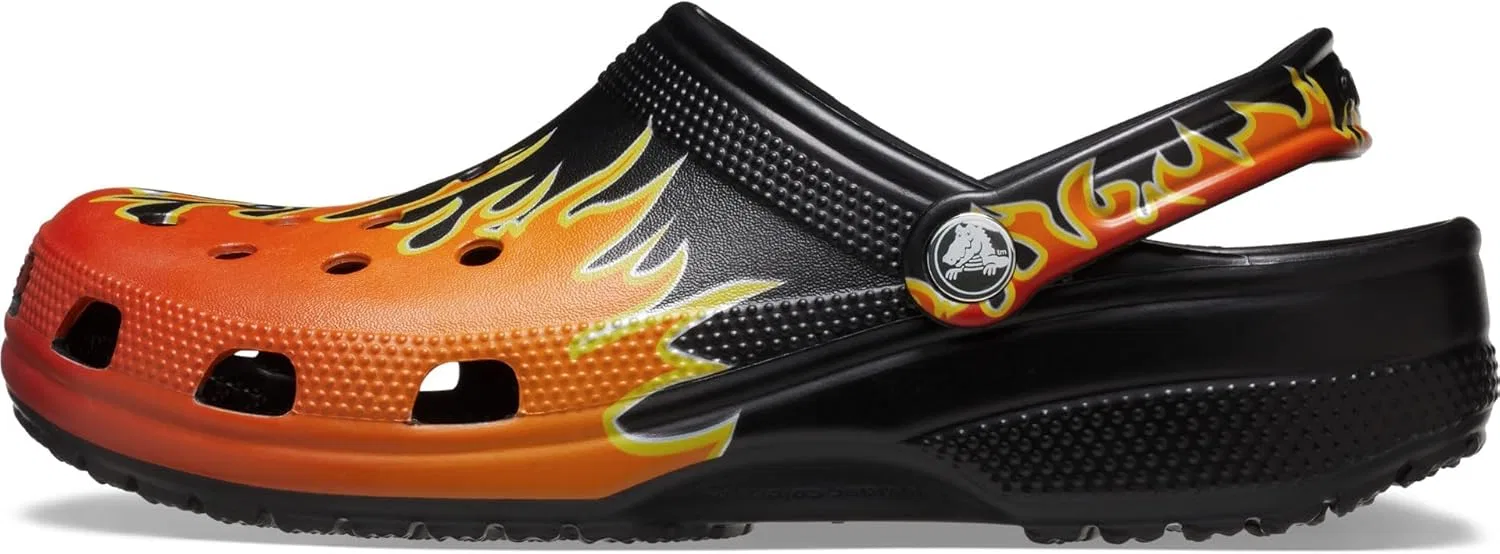 Кроксы Unisex Adult Classic Flames Clog Crocs, 2-Black Multi — фото 4