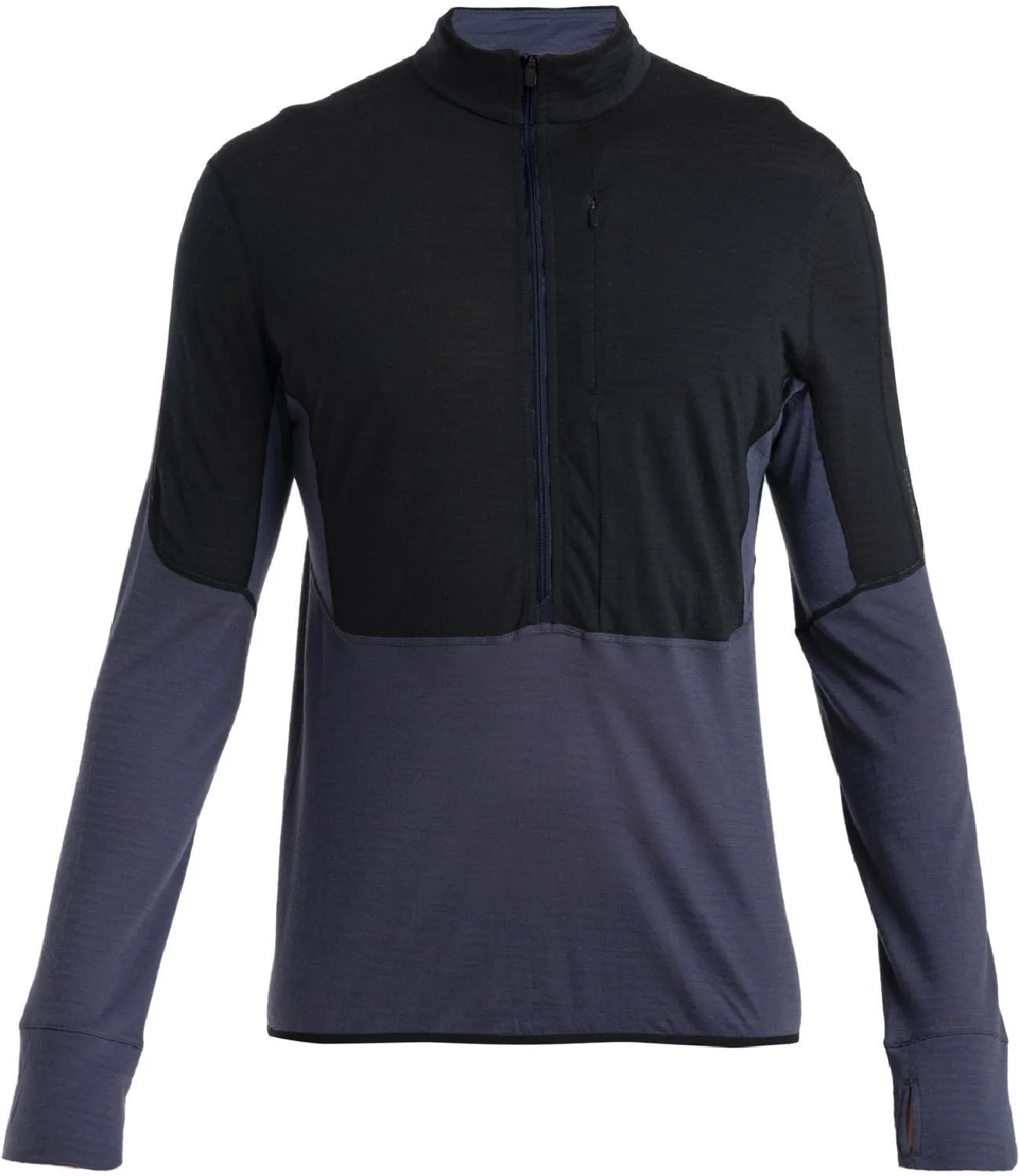 

Мужская половинная молния с длинным рукавом из мериносовой смеси RealFleece Icebreaker, Black/Graphite/Cb