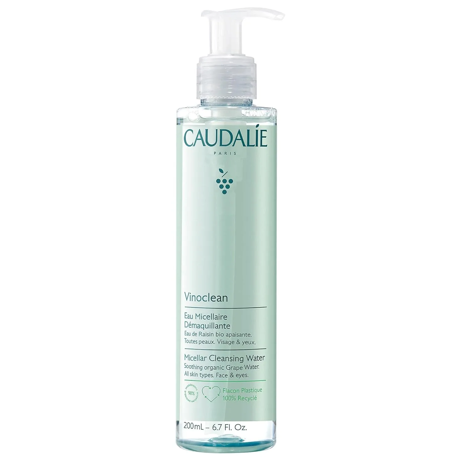 Мицеллярная вода Caudalie — Мицеллярная очищающая вода Vinoclean, 200 мл