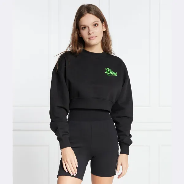 Укороченная толстовка с логотипом Calvin Klein, черный — фото 2