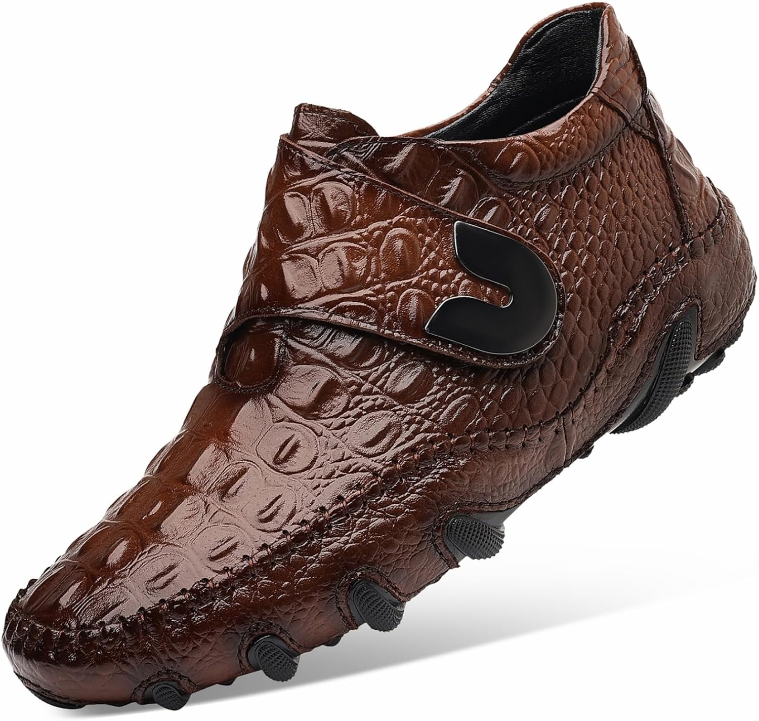 

Мужские роскошные кожаные ботинки с узором под крокодила, на ремешке с застежкой-липучкой, средней высоты, удобные, легкие, нескользящие, для прогулок, работы, поездок на работу, деловых встреч, свадеб, официальных вечеринок Yrzhgdl, коричневый