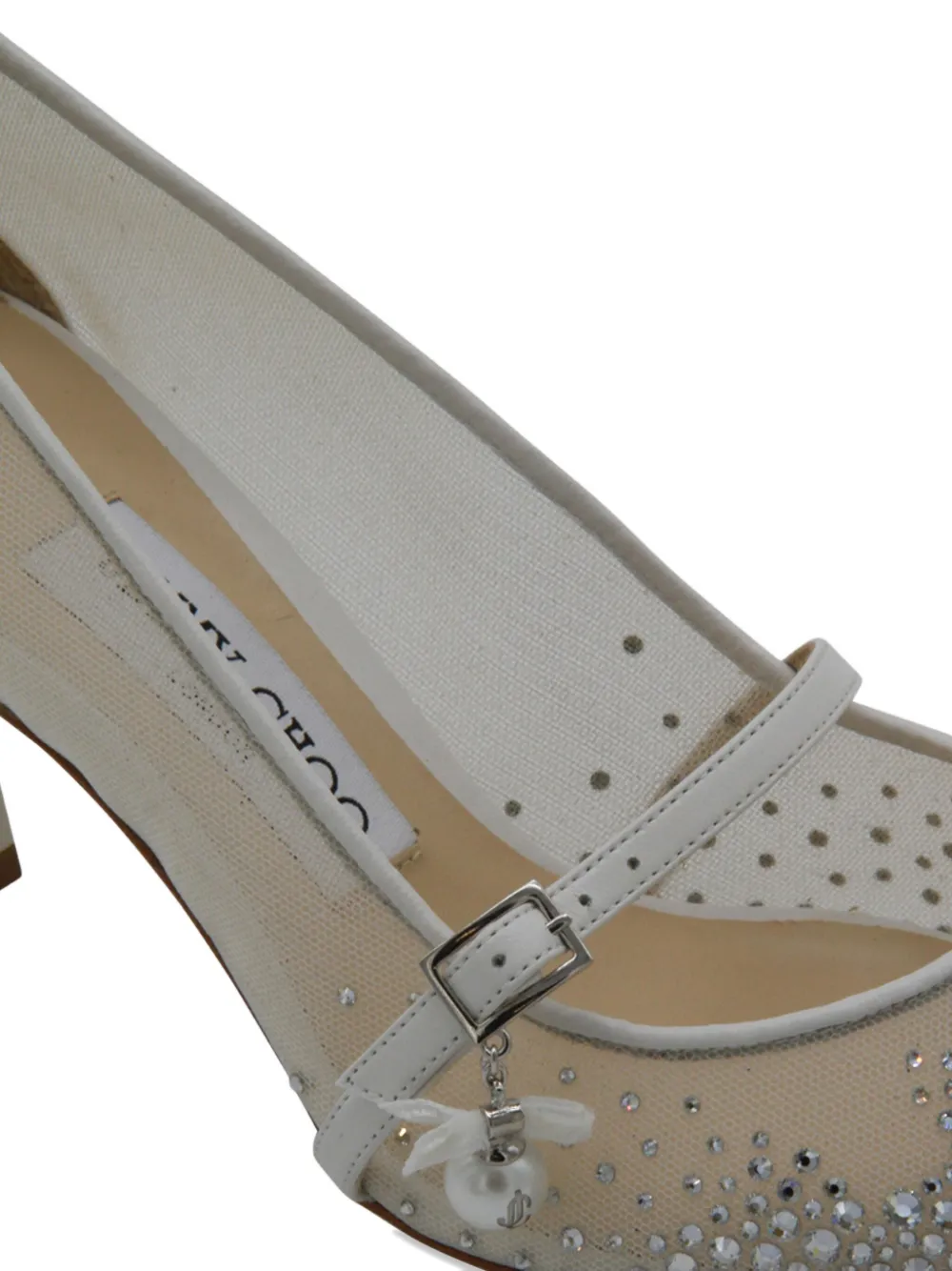 Туфли-лодочки из сетки с кристаллами на каблуке 65 мм JIMMY CHOO, белый — фото 4