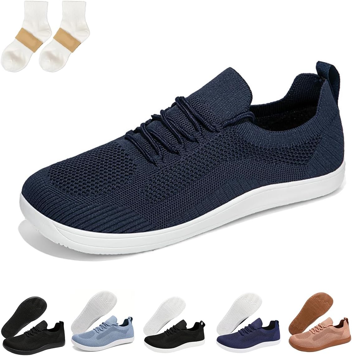 

Женские комфортные гибридные туфли, мужские повседневные спортивные кроссовки с широкой носковой частью и дышащей сеткой Generic, темно-синий