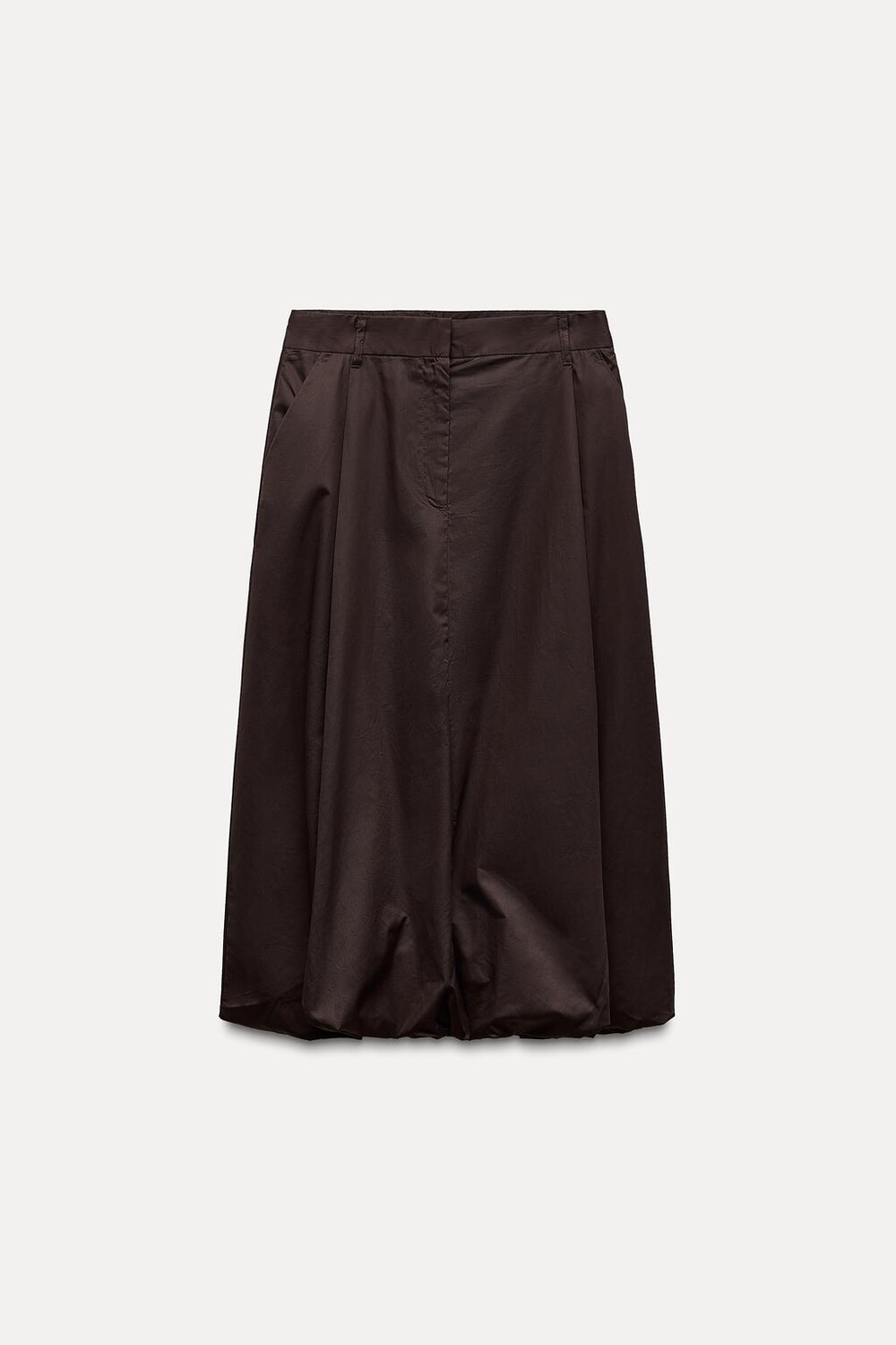 

Юбка миди с вытяжками ZARA, темно-коричневый