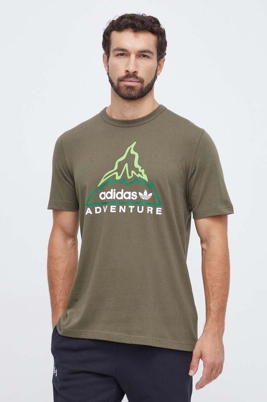 

Хлопковая футболка adidas Originals, коричневый