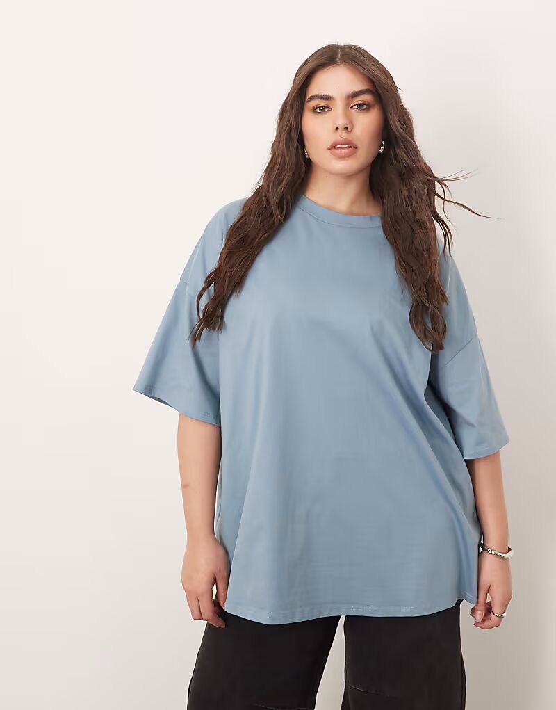 

ARRANGE Curve - футболка премиум-класса oversize из плотной ткани в выцветшем синем цвете