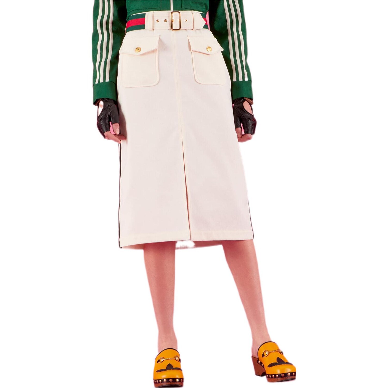 Юбка длинная Adidas Originals X Gucci, дизайнерская коллаборация, белый — фото 4