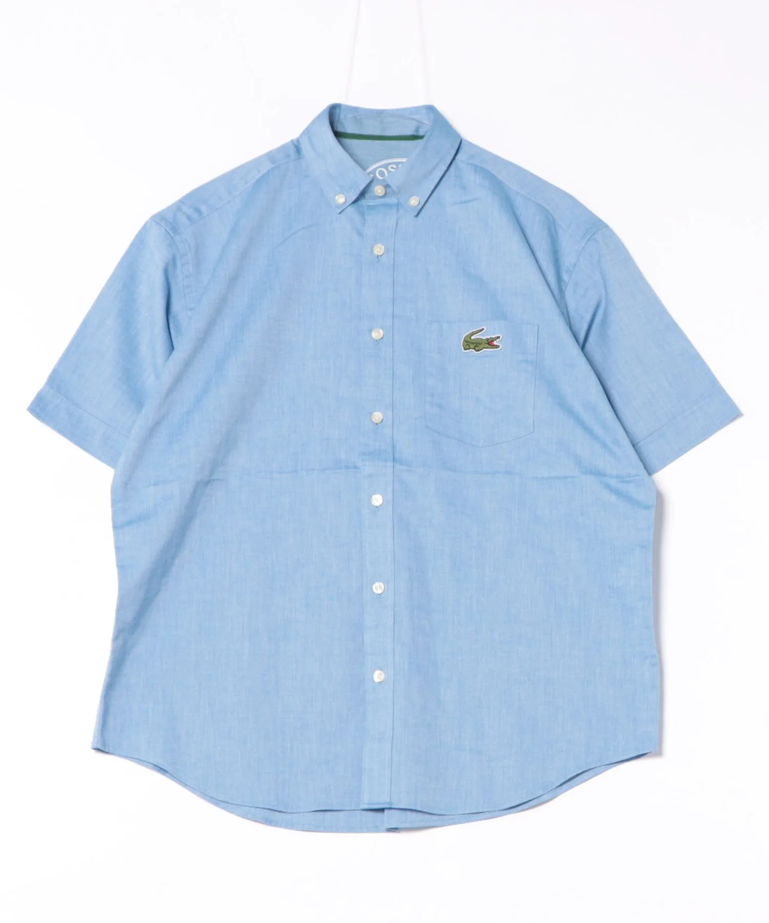 Мужская рубашка из хлопка с вышивкой Lacoste CH6419-99 синяя