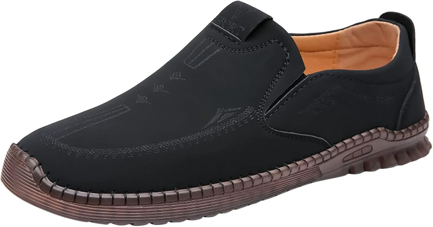 

Men Casual Shoes Fashionable Four Season Cowhide Breathable Comfortable Non Slip Soft Sole Mens Casual Shoes Size 13 Generic, черный