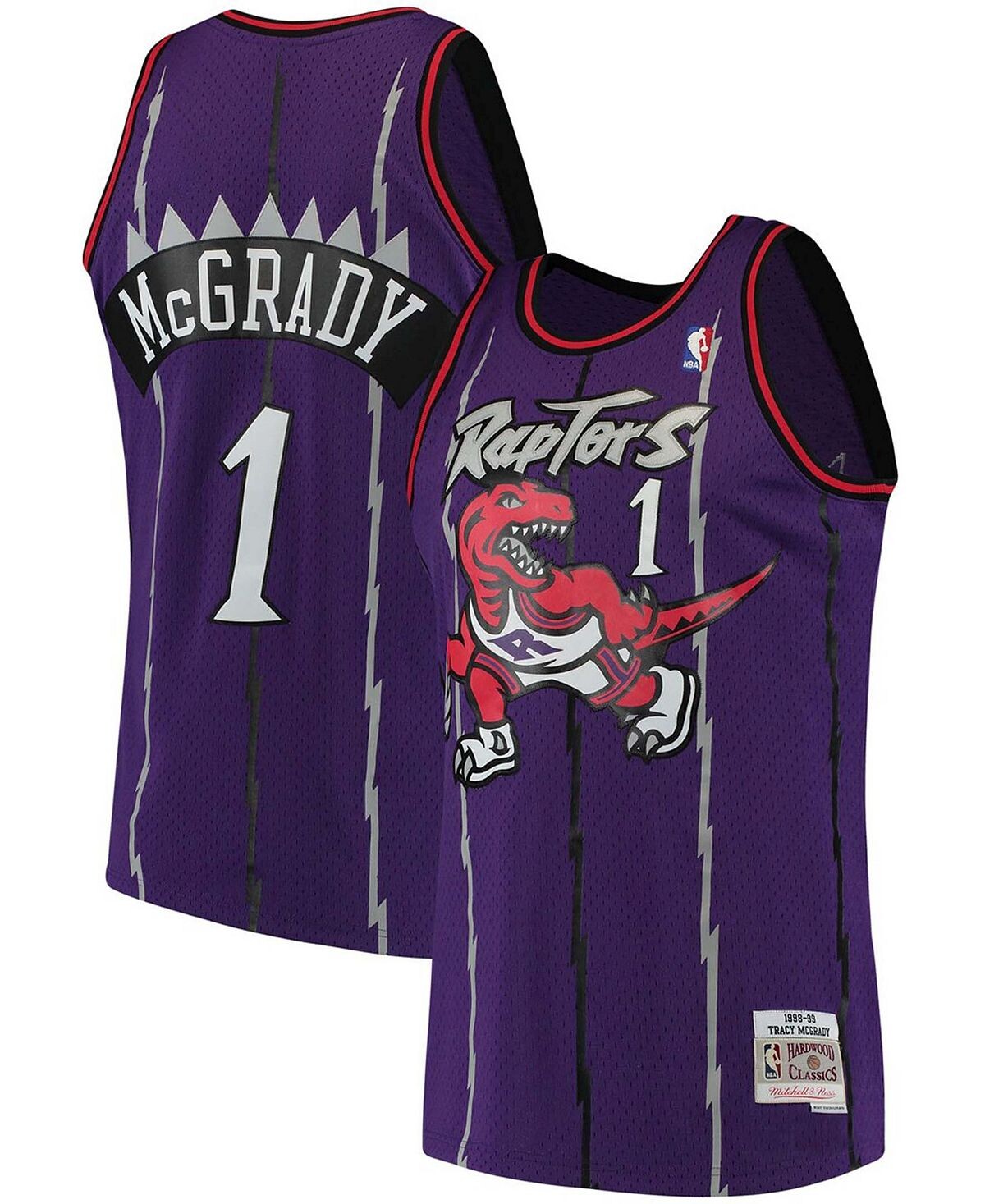 

Мужская Джерси Tracy Mcgrady Purple Toronto Raptors 1998-99 Hardwood Classics Swingman Mitchell & Ness