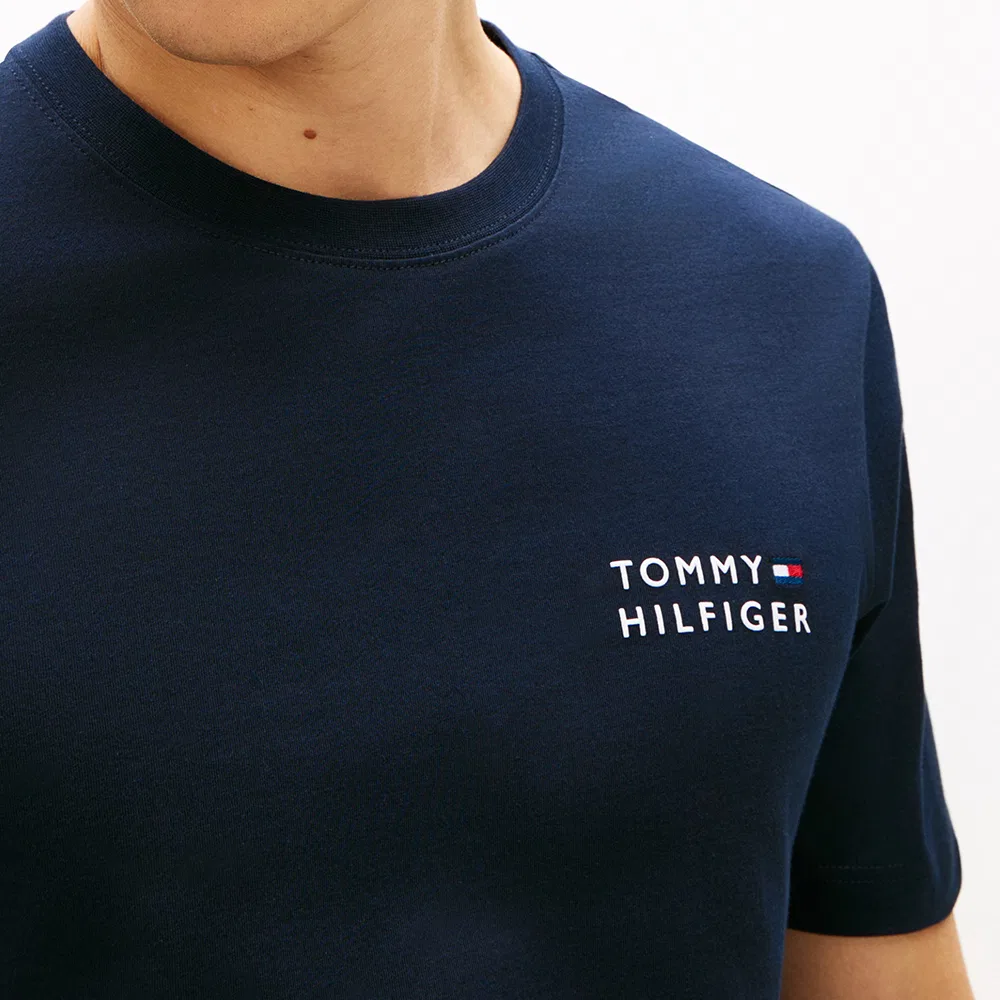 Мужская голубая футболка с вышитым логотипом "Embro Stack" от Tommy Hilfiger — фото 4