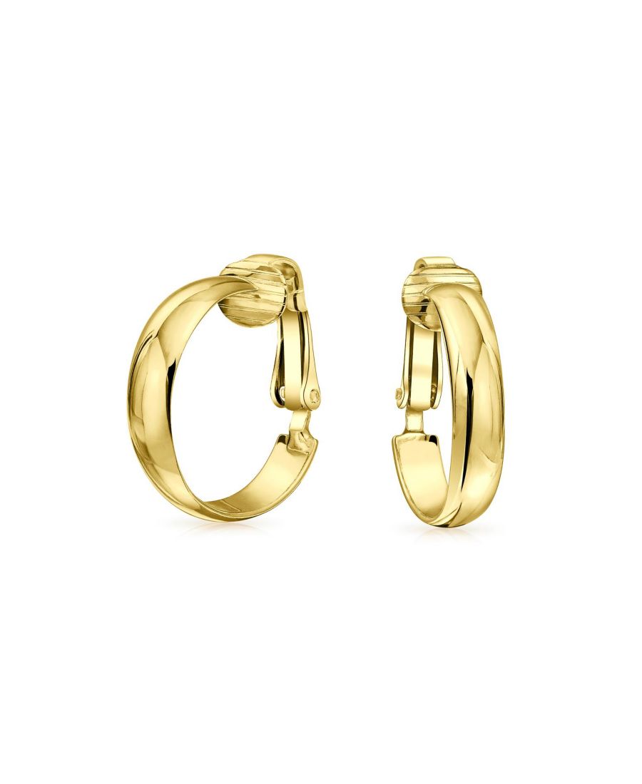 

Классические, простые, легкие серьги-кольца на клипсе, для проколотых ушей, позолоченное серебро 925 пробы, диаметр 0,75 дюйма Bling Jewelry, Gold-tone