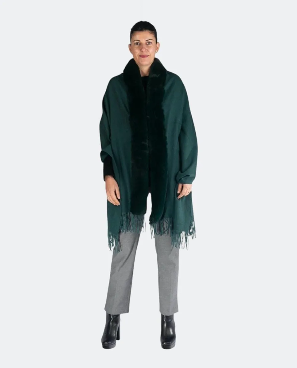 

Прямоугольная накидка из мягкой ткани с деталями из меха Kbas, зеленый