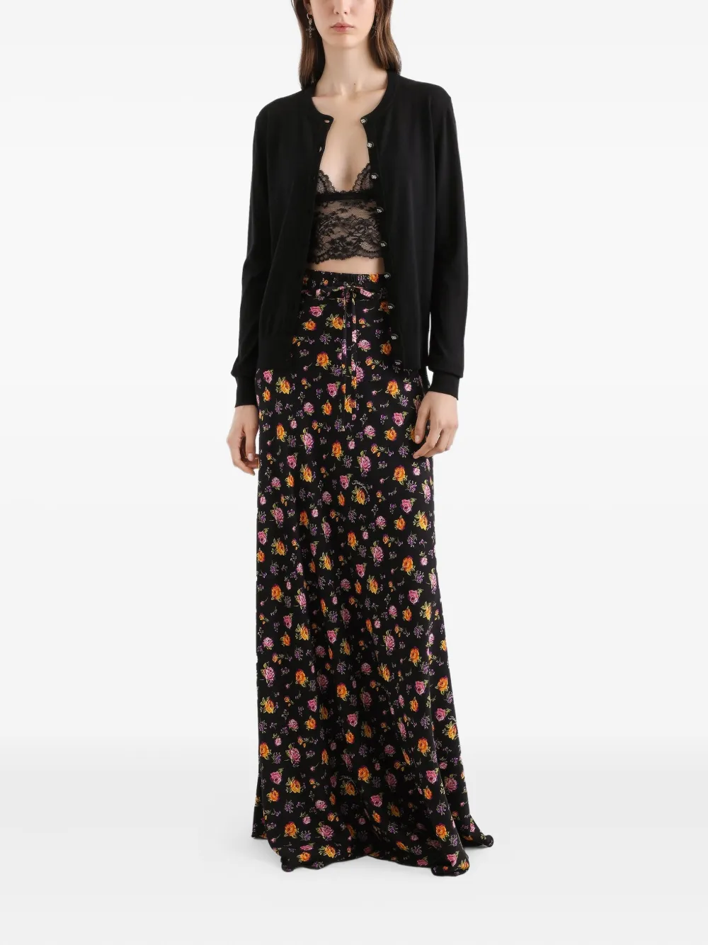 Юбка макси с цветочным принтом Dolce & Gabbana, черный — фото 2
