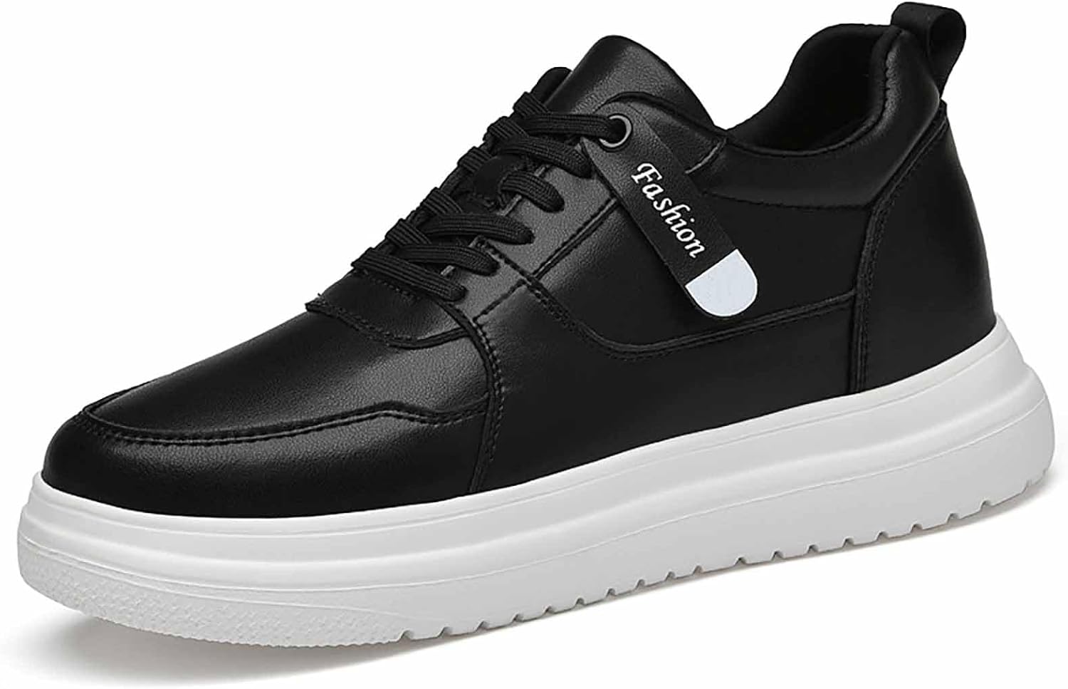 

Мужские кроссовки из натуральной кожи для увеличения роста, повседневные с мягкой подошвой и круглым носком, на платформе, слипоны, наружные нескользящие амортизирующие беговые спортивные туфли Difaback, черный