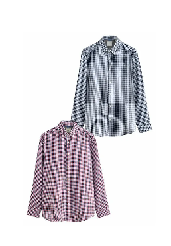 Рубашка оксфорд из 2 штук, легко гладится утюгом. Next, Blue Gingham Red Gingham