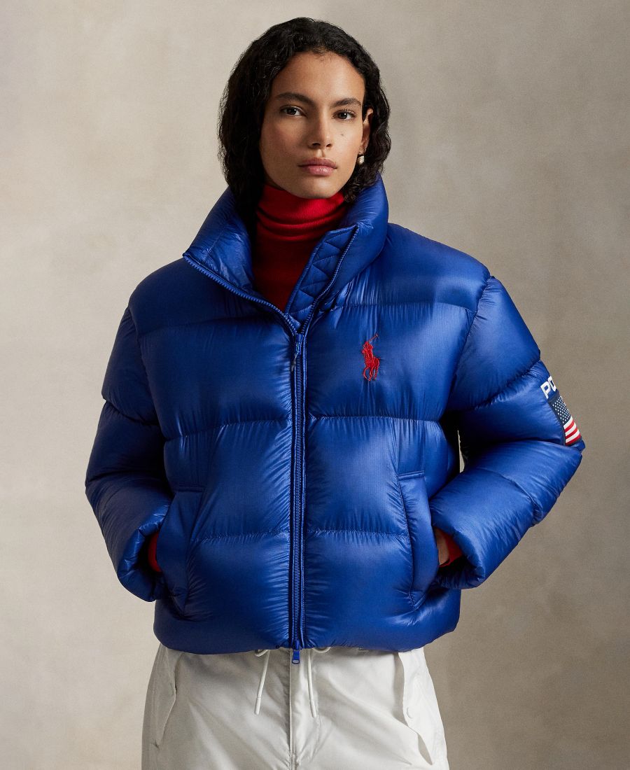 

Женская пуховая куртка средней плотности с изображением флага Polo Ralph Lauren, Saphire Star
