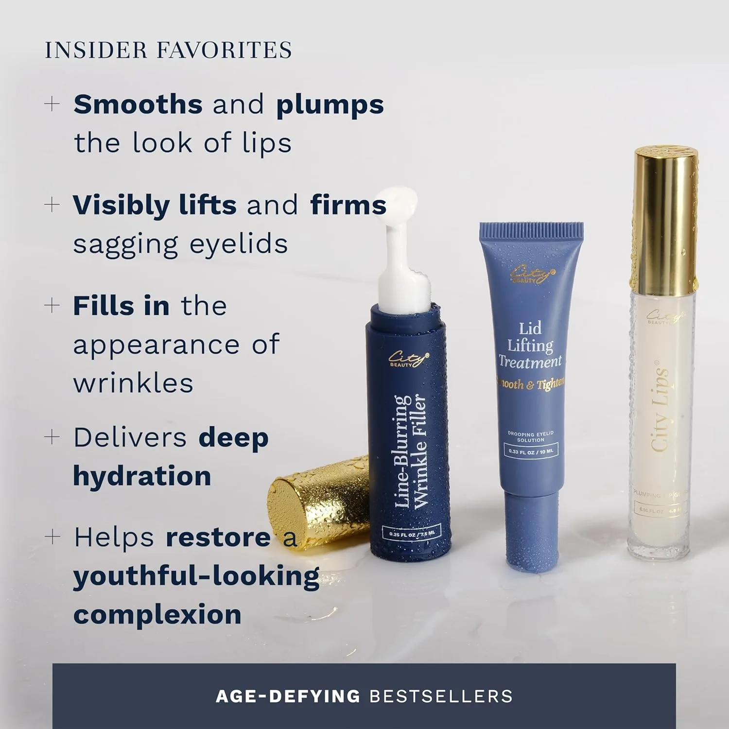 Набор City Beauty Insider Favorites: разглаживающий морщины филлер для лица 0,25 жидких унций, блеск для губ City Lips Plumping Gloss 0,16 жидких унций, лифтинг-крем для век 0,33 жидких унций. — фото 2