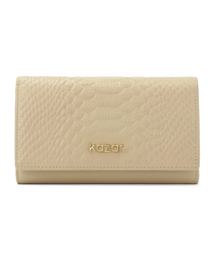 

Бежевый кошелек, украшенный экзотическим тиснением. Kazar, бежевый