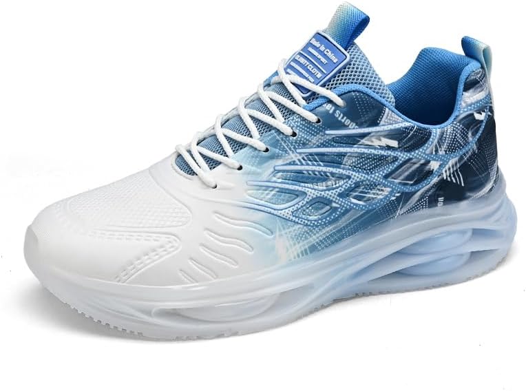 

Спортивные беговые кроссовки, бело-синий градиент, дышащие сетчатые кеды с массивной платформенной подошвой, повседневные спортивные тренировки Generic