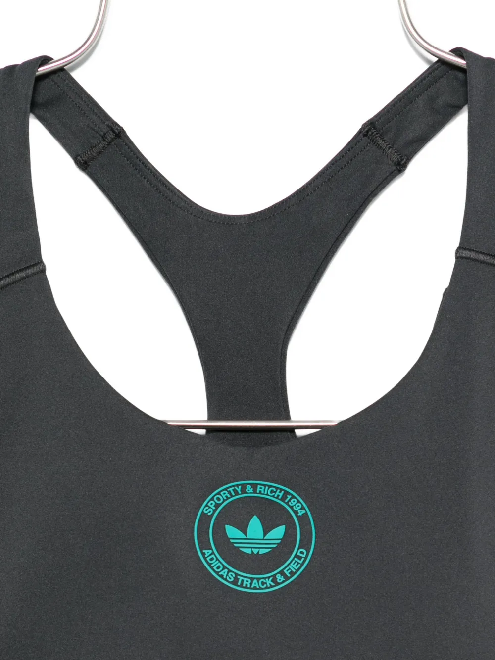 Спортивный бюстгальтер с логотипом и борцовской спинкой Adidas, серый — фото 3