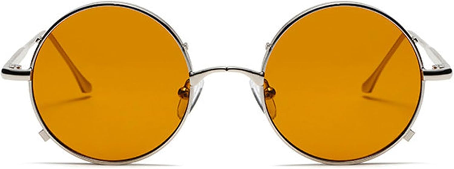 

Солнцезащитные очки Willochra в стиле ретро-шик с круглой металлической оправой для женщин, модные панк-очки для мужчин, защита от ультрафиолета UV400, сине-красные, овальные, трендовые солнцезащитные очки, Orange