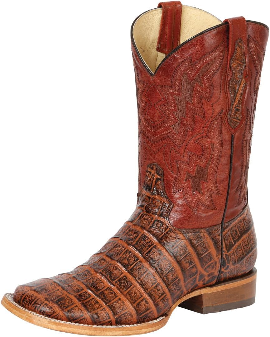 

Мужские вестерн-сапоги с принтом из кожи каймана Aos - цвет бренди Generic, мультиколор