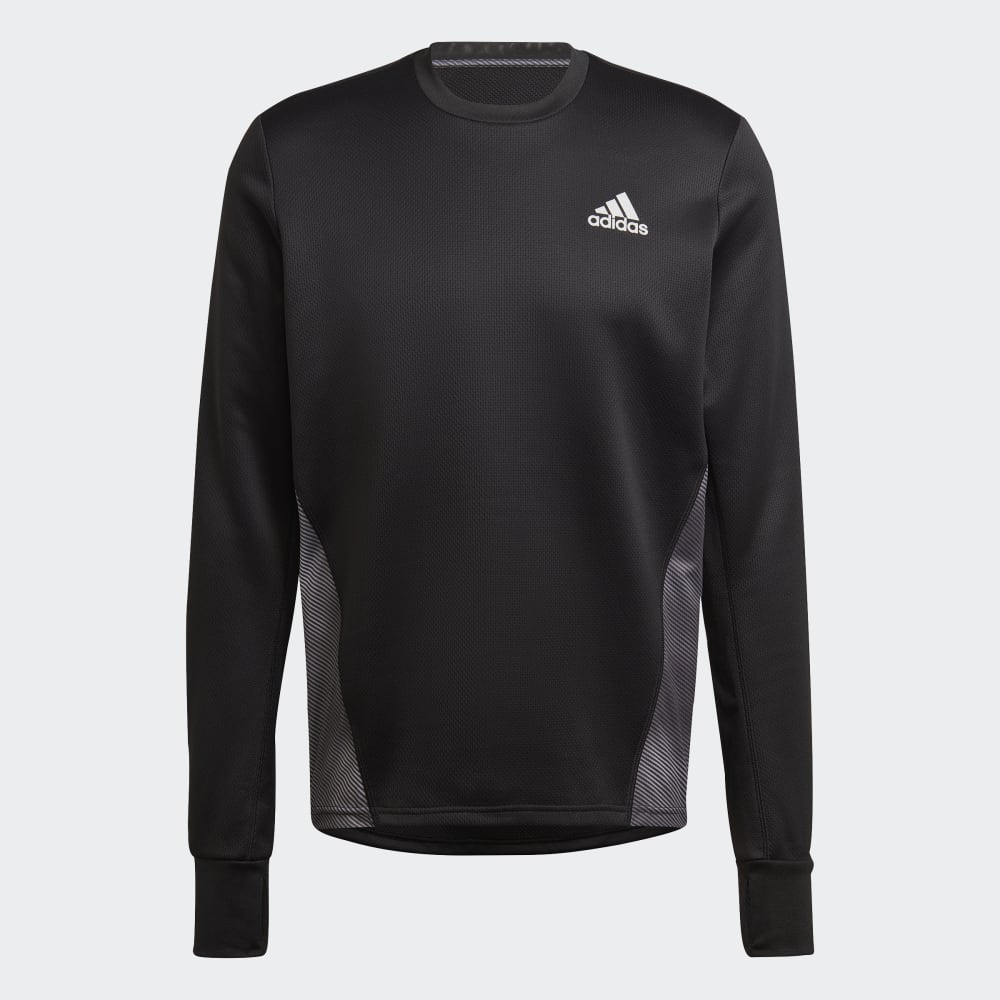 

Спортивная толстовка Adidas Own the Run Colorblock Sweatshirt, цвет Black/Grey Six/Grey Two