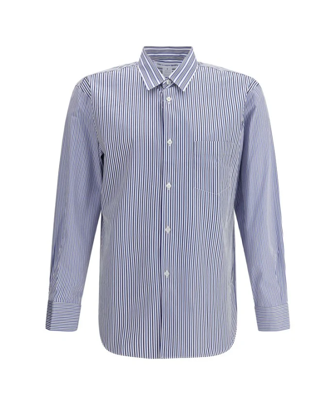 

Полосатая хлопковая рубашка, элегантный стиль. Comme Des Garã§Ons, синий