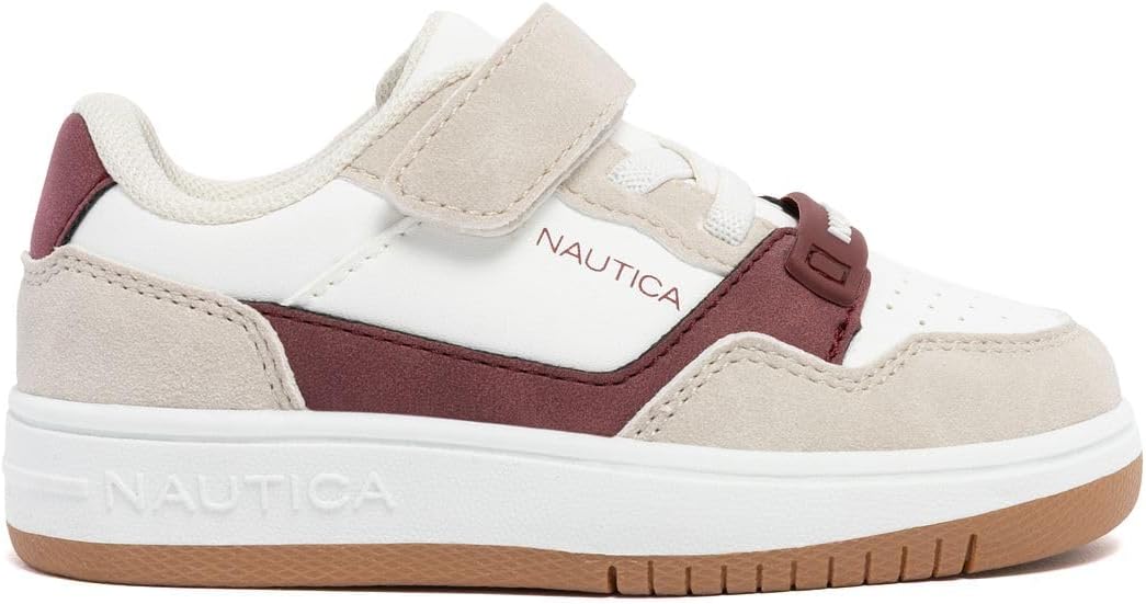 Детские кроссовки Nautica с регулируемыми ремешками, Удобные повседневные кеды для мальчиков и девочек, малышей и маленьких детей, бордовый — фото 2