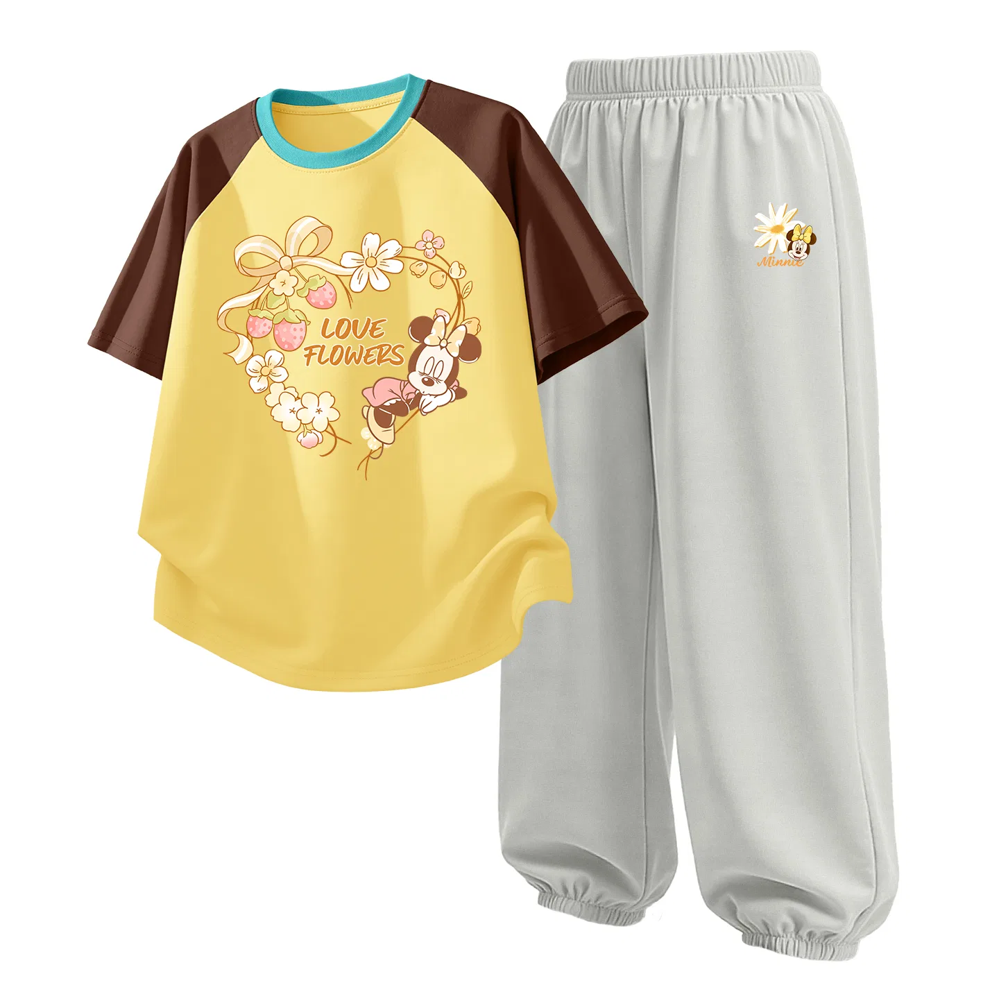 Детский спортивный костюм Casual Sportswear 2 Piece Set Disney, Di Ring Flower Brown Yellow+Di Prosperity Flower K Glacier Gray