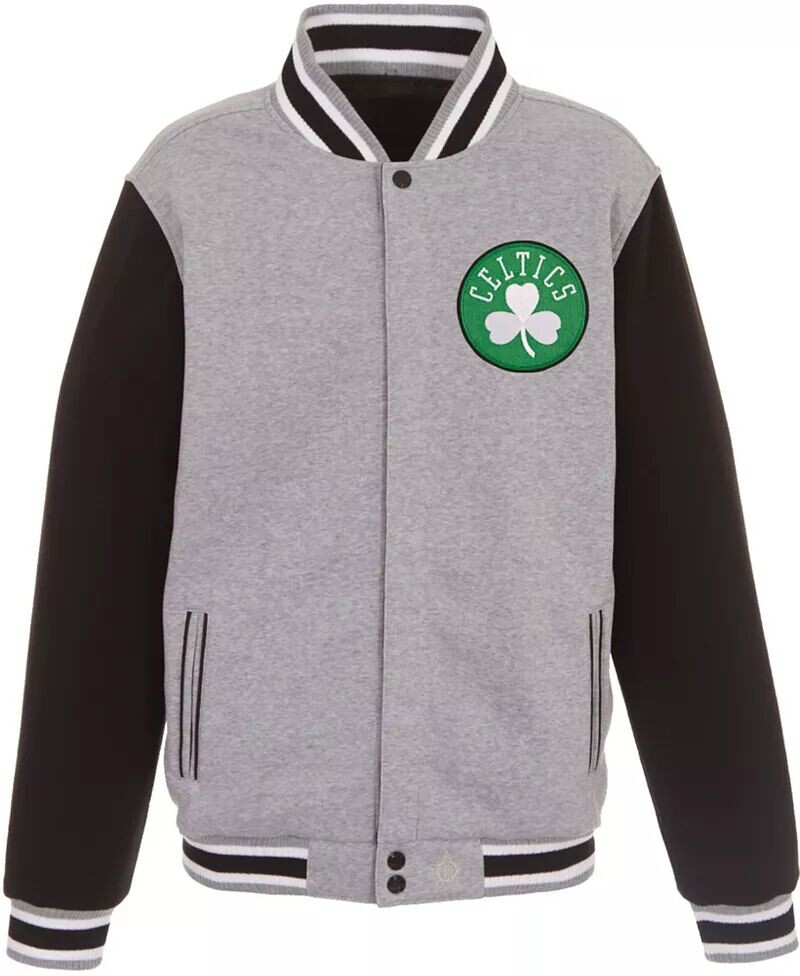 

Мужская серая двусторонняя флисовая куртка Jh Design Boston Celtics