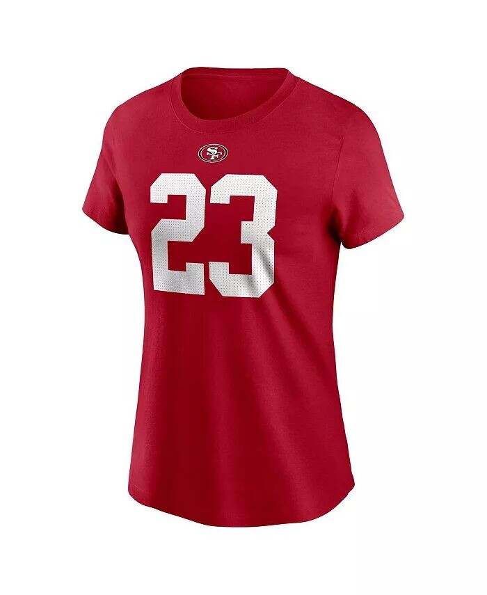 Женская футболка Christian McCaffrey Scarlet San Francisco 49ers с именем и номером игрока Nike — фото 3