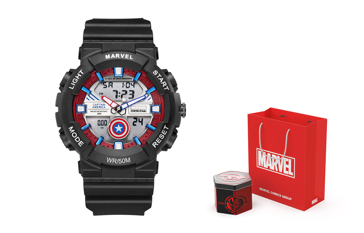 

MARVEL Часы Electronic Movement Rubber Band Strap Watch Unisex Black Dial MV-811010509