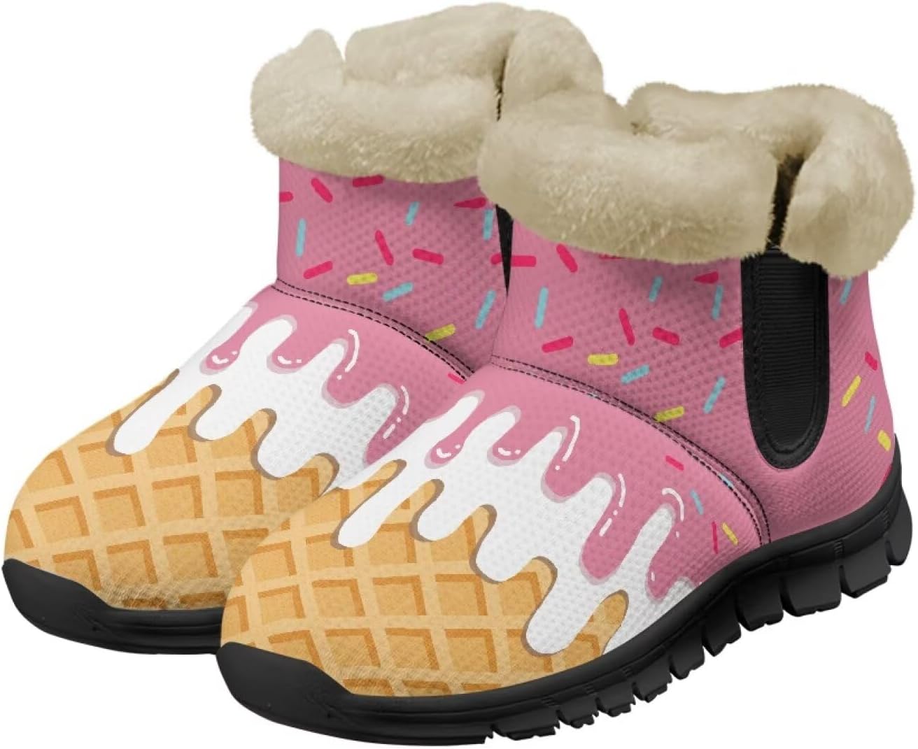 

Зимние сапоги Noprintge для женщин и мужчин, мягкие с уютной плюшевой подкладкой, нескользящие теплые ботинки, Ice Cream