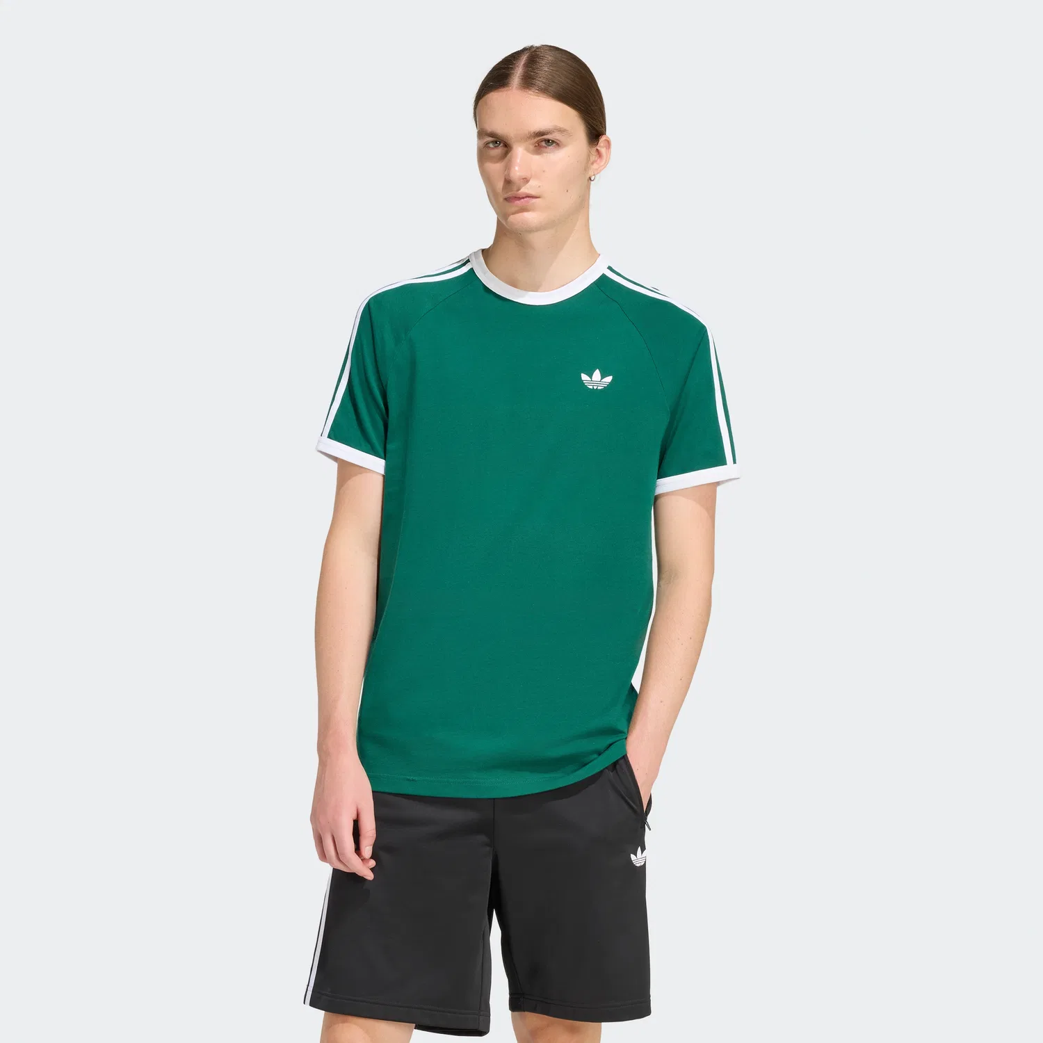 Мужская футболка с 3 полосками, зелёная, от Adidas