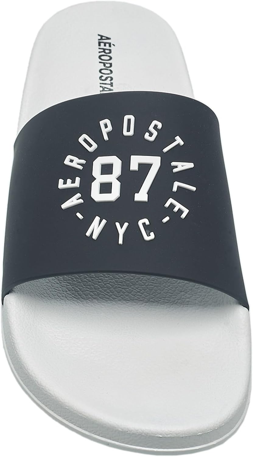 Мужские сланцы AEROPOSTALE - удобная обувь на каждый день для бассейна, пляжа и повседневной носки, белый/черный — фото 4