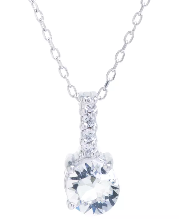 

Изящный круглый кулон с хрустальным нимбом на цепочке длиной 18 дюймов из стерлингового серебра Macy'S, clear