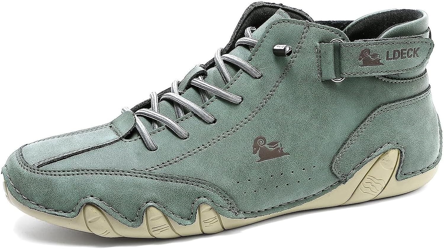 

Мужские водонепроницаемые противоскользящие высокие ботинки Поло ручной работы из замши для повседневной носки и активного отдыха Generic, зеленый