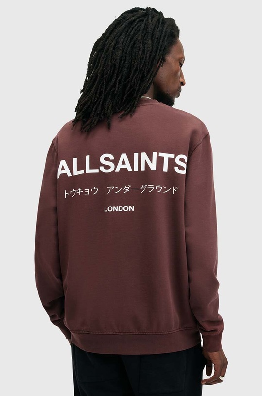 Хлопковая толстовка UNDERGROUND Allsaints, бордовый — фото 4