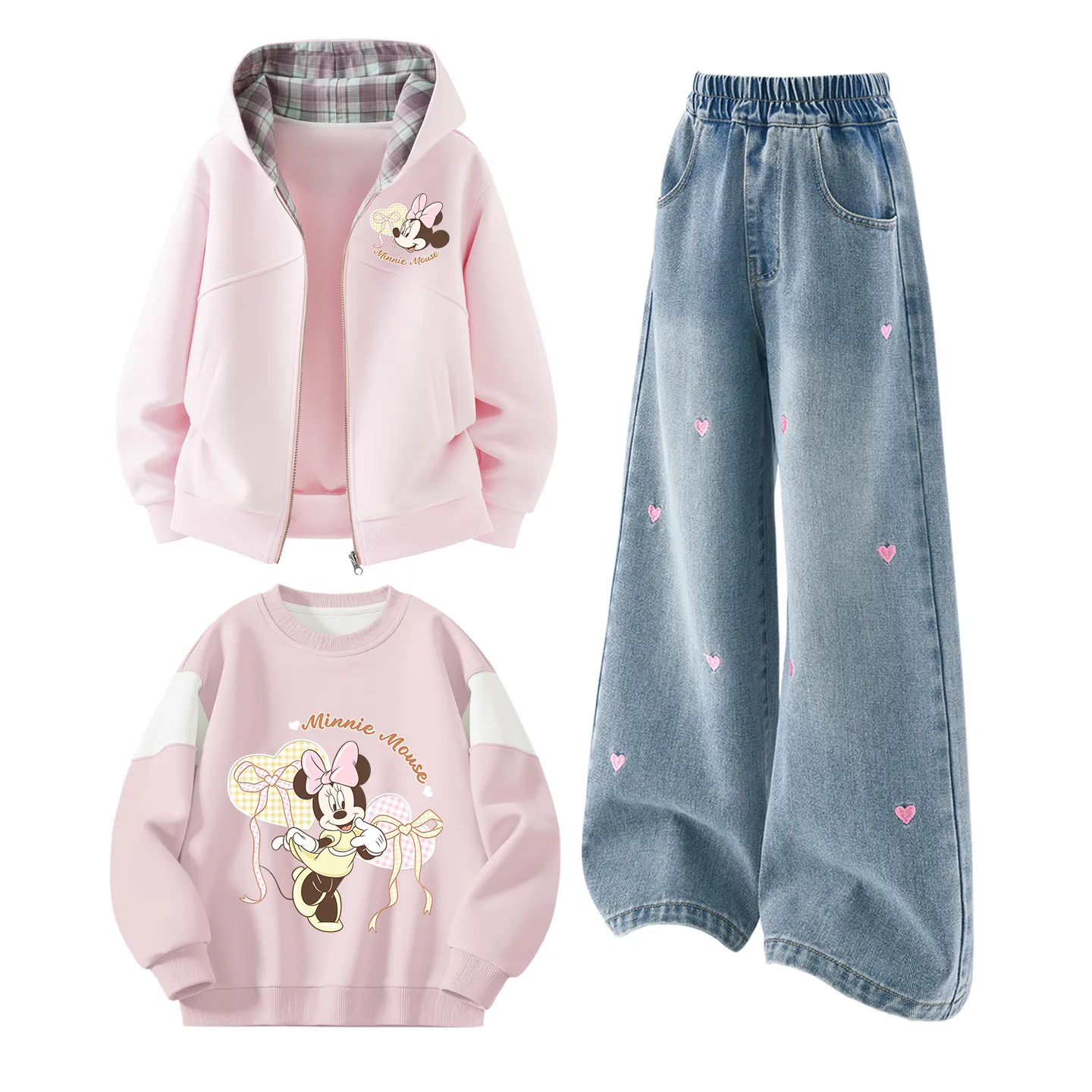 Детская повседневная спортивная одежда Disney, DiCai Xin Xiao K Cherry Blossom Pink+Solid Color Sea Salt Blue+DiCai Xin Xiao K Cherry Blossom Pink — фото 4