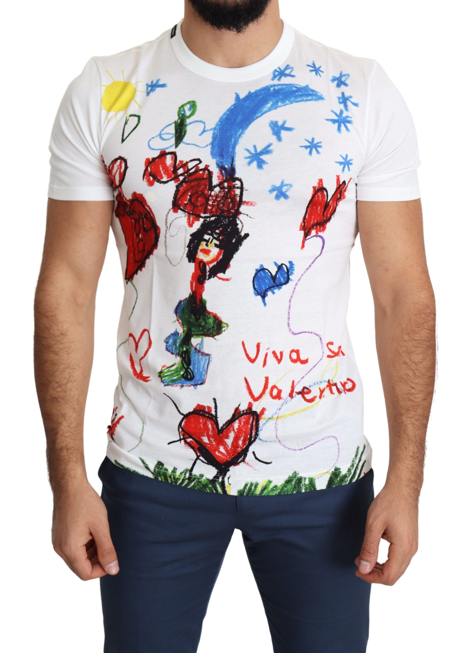 

Шикарная белая хлопковая футболка с уникальным принтом Dolce & Gabbana