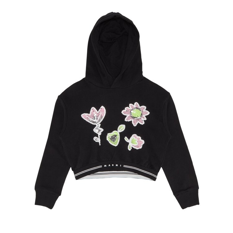 

Худи Marni Kids Unbrushed Fleece Hoodie, черный