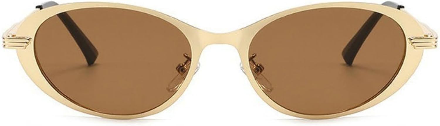 

Солнцезащитные очки COTIA маленького овального размера для женщин и мужчин, в стиле ретро Y2K, с металлической оправой, винтажные, «кошачий глаз», модные, в стиле хип-хоп, Tea