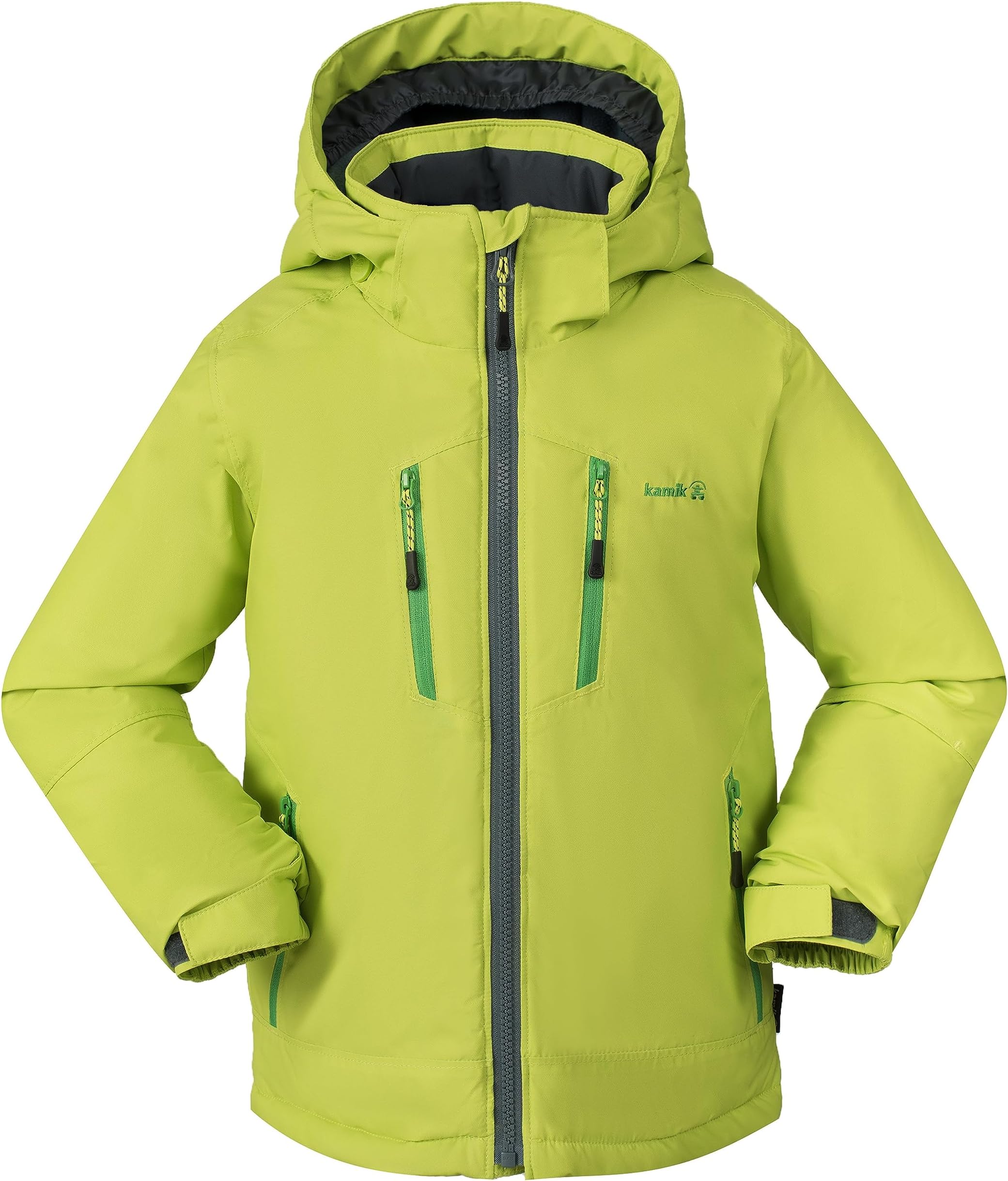 

Куртка Kamik Kids Hux Insulated Jacket (Toddler/Little Kids/Big Kids), цвет Lime/Asphalt
