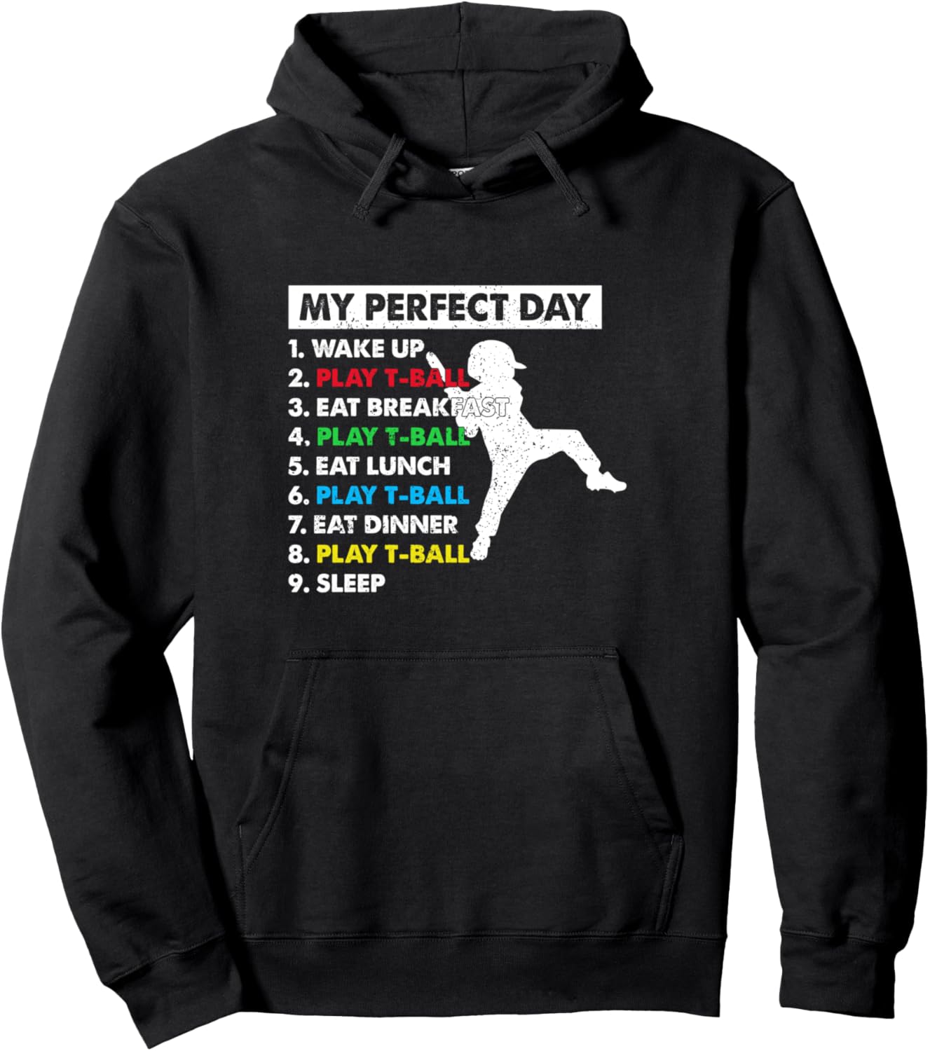

T-Ball Мой идеальный день План на день в T-Ball Толстовка для игрока в T-Ball Tee-Ball Game Tee-Ball Day Plan, черный