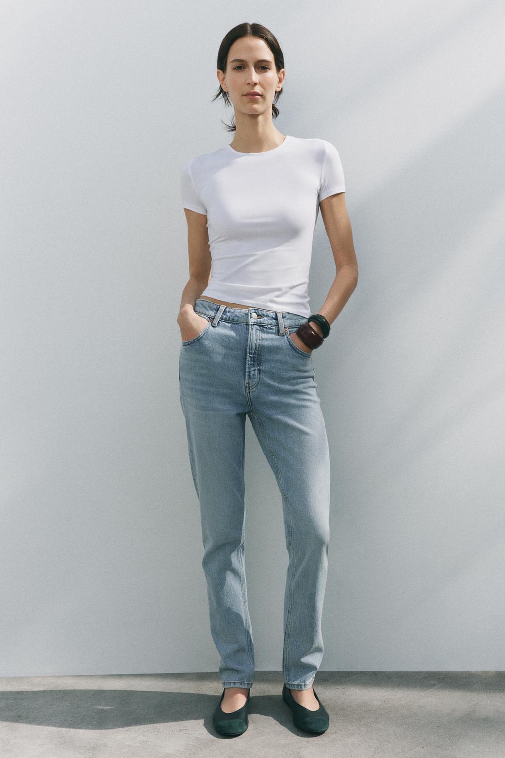 

Узкие джинсы с высокой талией ZARA, светло-синий